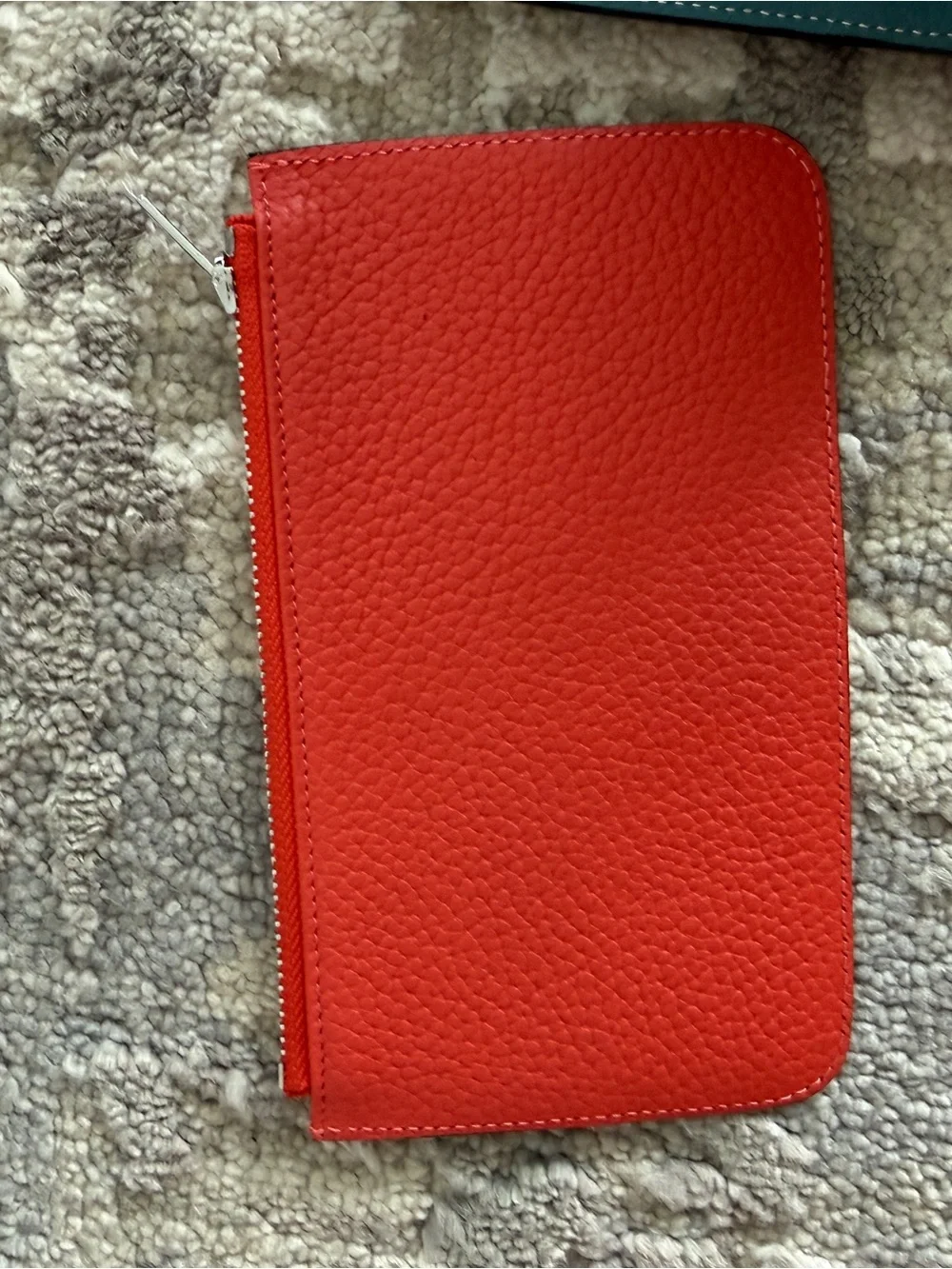 Luxury Togo Leather Teal and Red Double Wallet